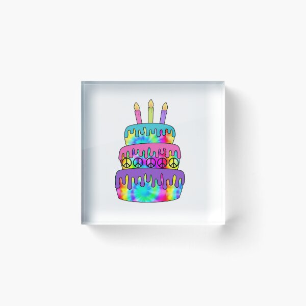 Item preview, Happy Birthday Cake Hippie Tie Dye Psychedelic Candles designed and sold by funnytshirtemp.
