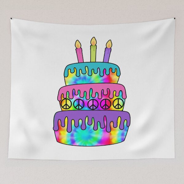 Item preview, Happy Birthday Cake Hippie Tie Dye Psychedelic Candles designed and sold by funnytshirtemp.