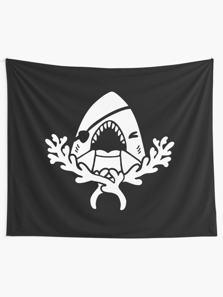 Alternate view of Pirate Sharky Jolly Roger Tapestry