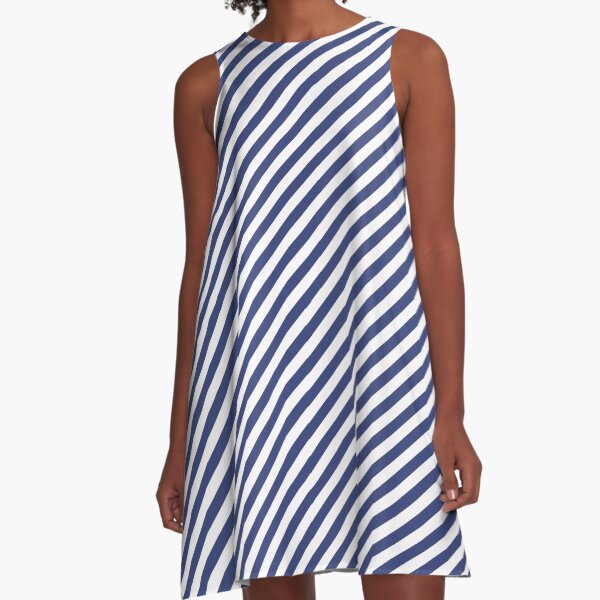 Blue Cross Stripes A-Line Dress