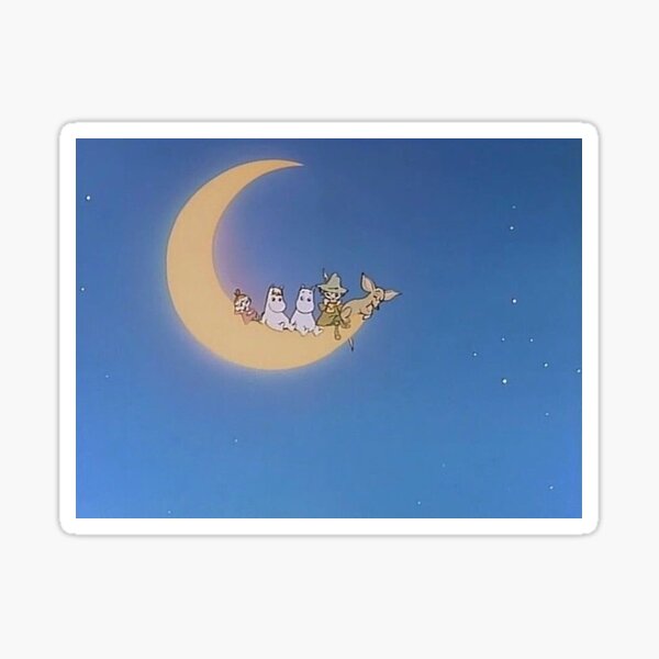 Moomin and friends on the moon Sticker