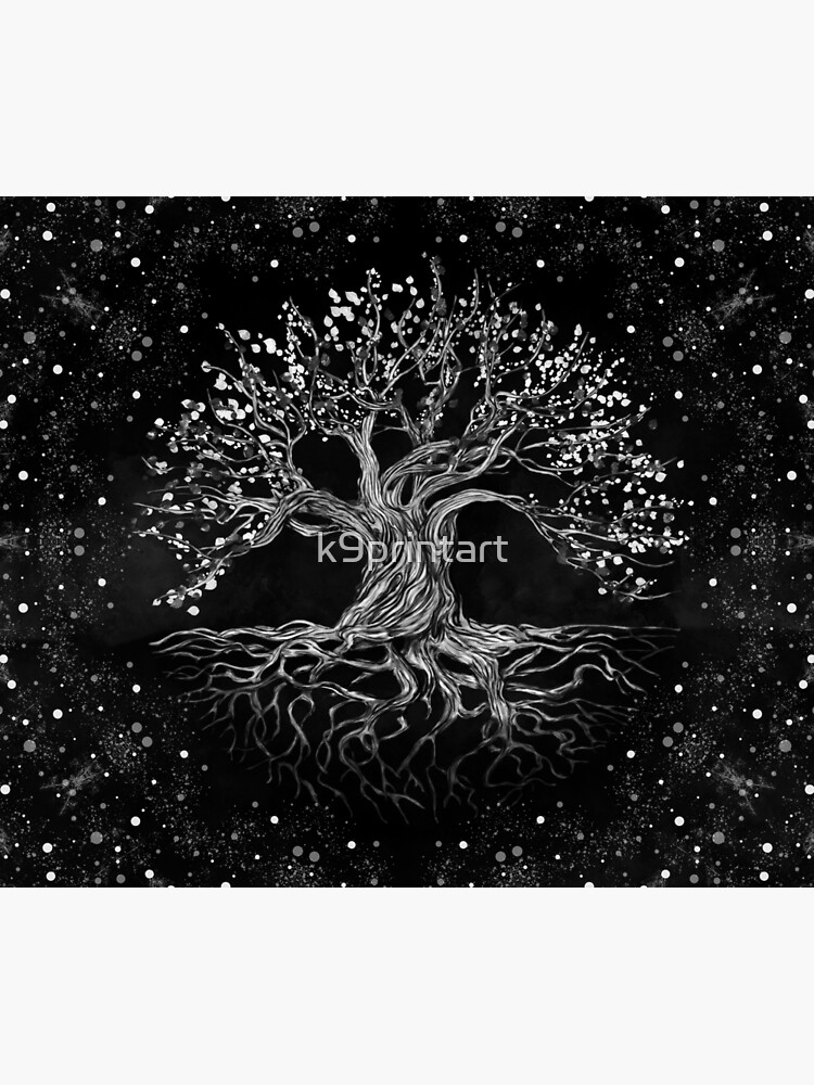 Tree of Life Drawing Black and White by k9printart