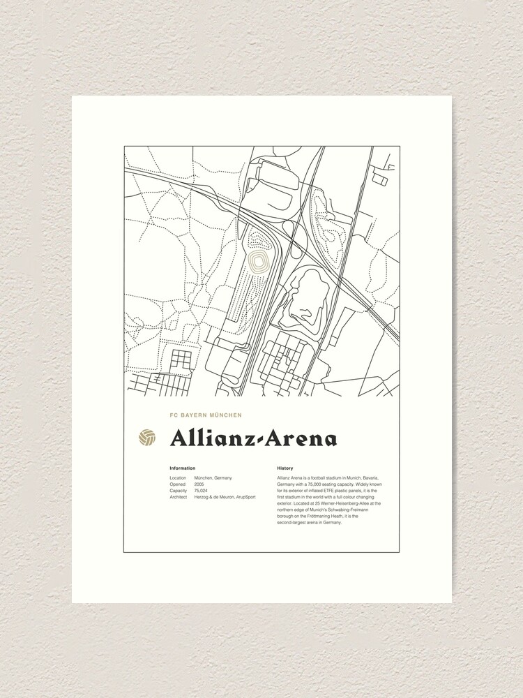 Bayern Munchen Allianz Arena Stadium Premium Map Poster Art Print By Footballcraft Redbubble