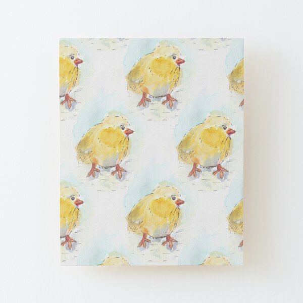 Cute Spring Chicken Pattern Wood Mounted Print