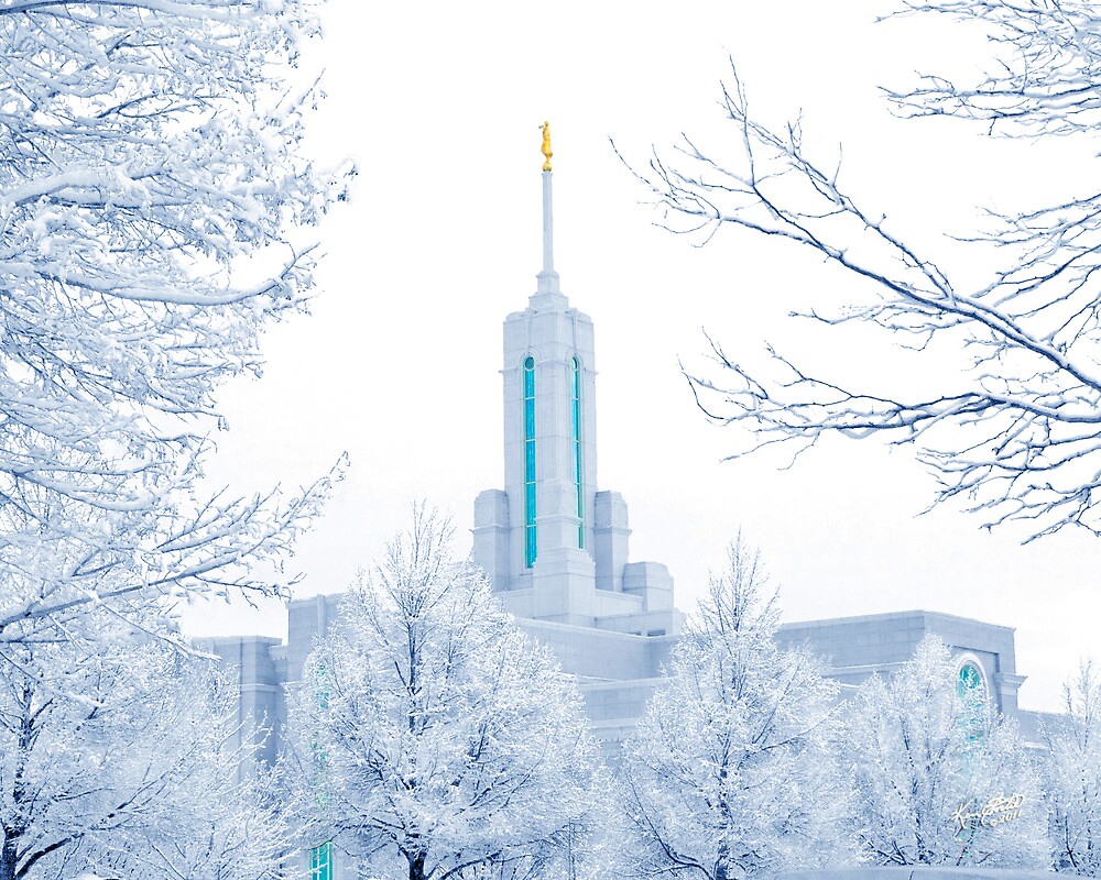 “Mt. Timpanogos Temple Frosted Trees 20x24” by Ken Fortie | Redbubble