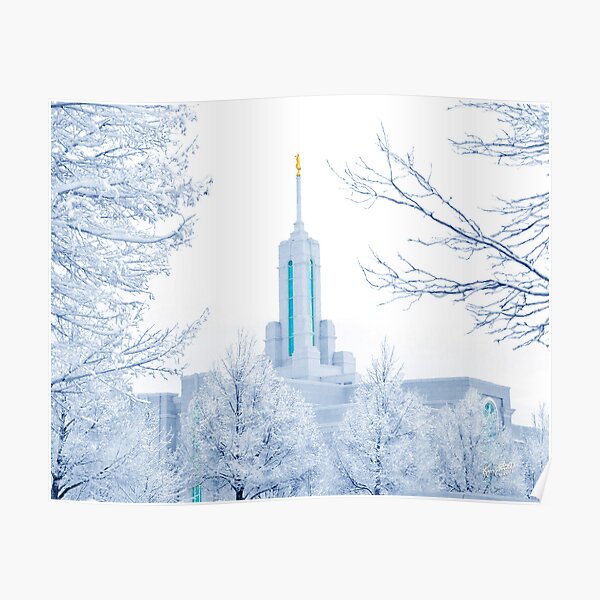 Mt. Timpanogos Temple Frosted Trees 20x24 Poster