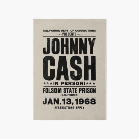 Johnny Cash Vintage Folsom Prison Concert Poster Art Board Print