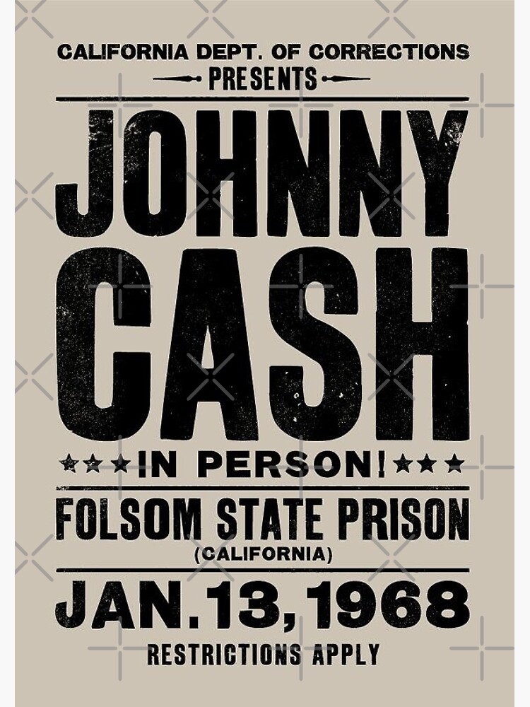 Disover Johnny Cash Vintage Folsom Prison Concert Poster Premium Matte Vertical Poster