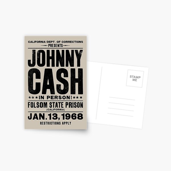 Johnny Cash Vintage Folsom Prison Concert Poster Carte postale