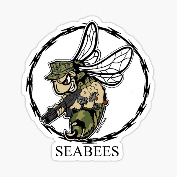 TWO 2 SEA BEES US NAVY BUMPER STICKER SET SEABEES CB CAN DO BEE CONSTRUCTION 