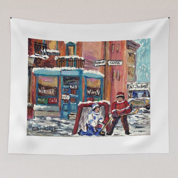 Item preview, MONTREAL WINTER HOCKEY SCENE NEAR WILENSKY DINER WITH JJ JOUBERT TRUCK designed and sold by Carole  Spandau.