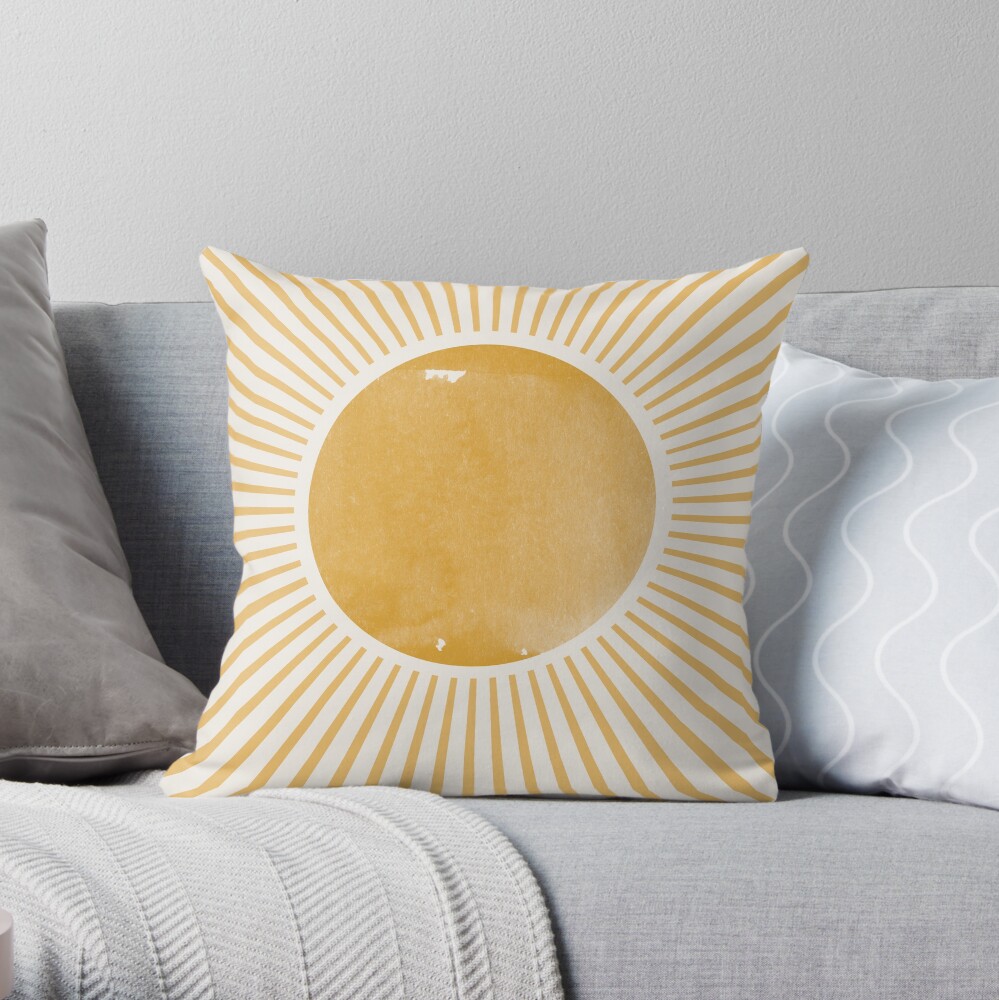 Retro Sun Mid Century Modern Throw Pillow