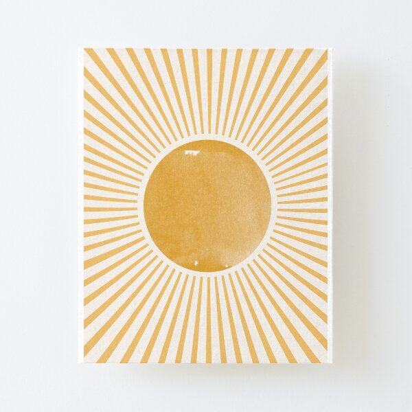 Retro Sun Mid Century Modern Aufgezogener Druck auf Leinwandkarton