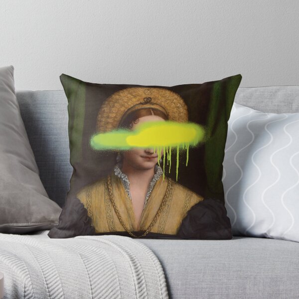Portrait of a Lady Covered in Spray Paint Throw Pillow