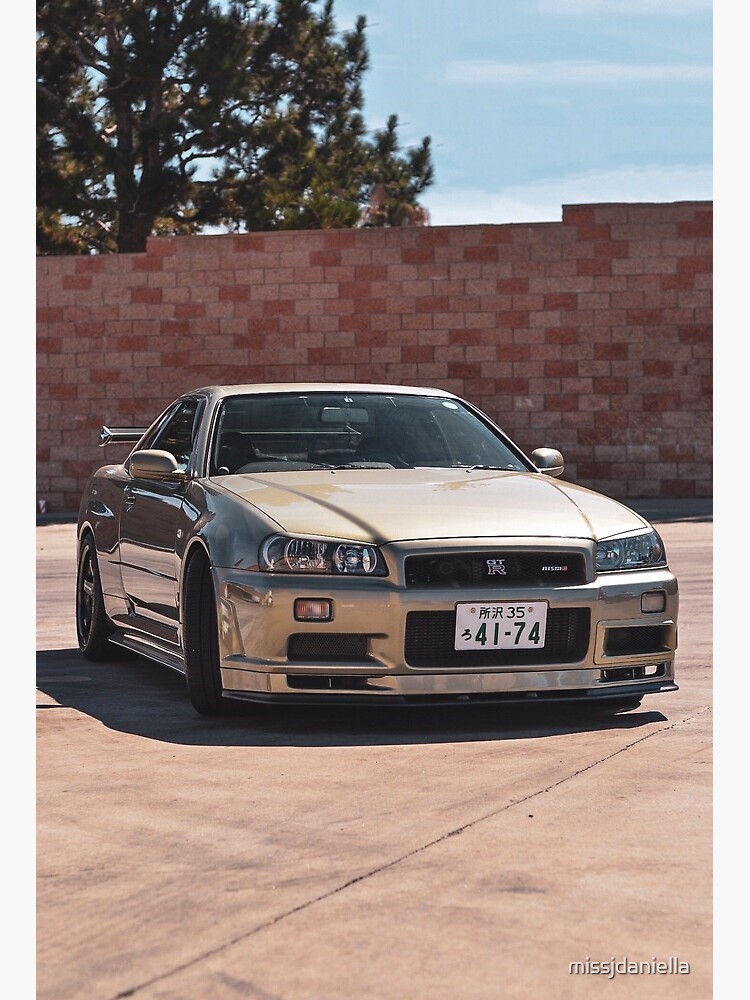 Millennium Jade Nissan R34 Skyline V Spec Ii Nur Art Board Print By Missjdaniella Redbubble