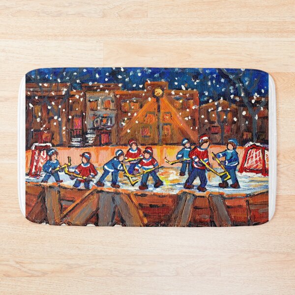Item preview, OUTDOOR HOCKEY RINK MONTREAL WINTER SCENE SNOWY NIGHT GAME CAROLE SPANDAU designed and sold by Carole  Spandau.