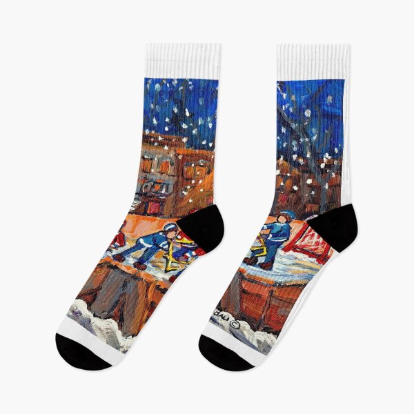 Item preview, OUTDOOR HOCKEY RINK MONTREAL WINTER SCENE SNOWY NIGHT GAME CAROLE SPANDAU designed and sold by Carole  Spandau.