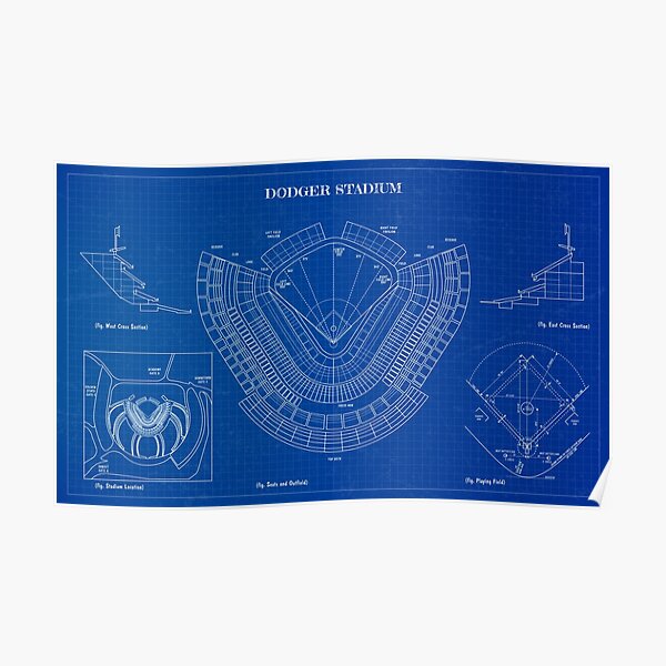 Dodger Stadium (Blueprint) Poster