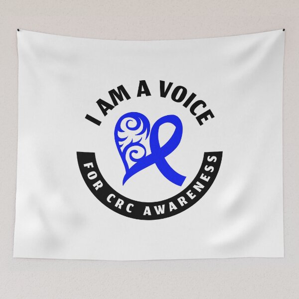 Item preview, Colon Cancer Blue Ribbon CRC Awareness Heart Support Voice design designed and sold by CreatedByHeidi.
