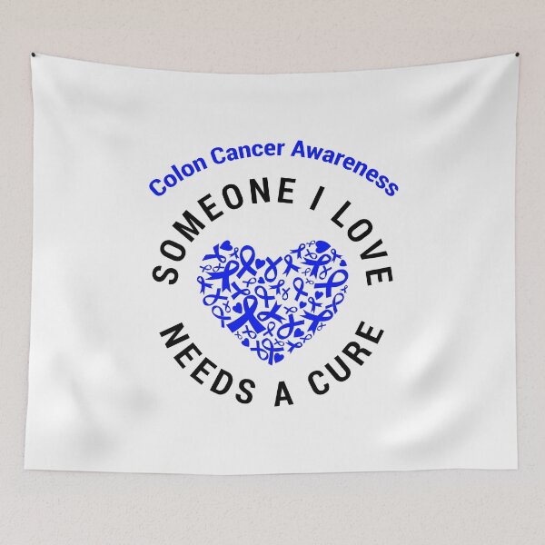 Item preview, Colorectal Cancer Blue Ribbon Awareness Heart Support Cure design designed and sold by CreatedByHeidi.