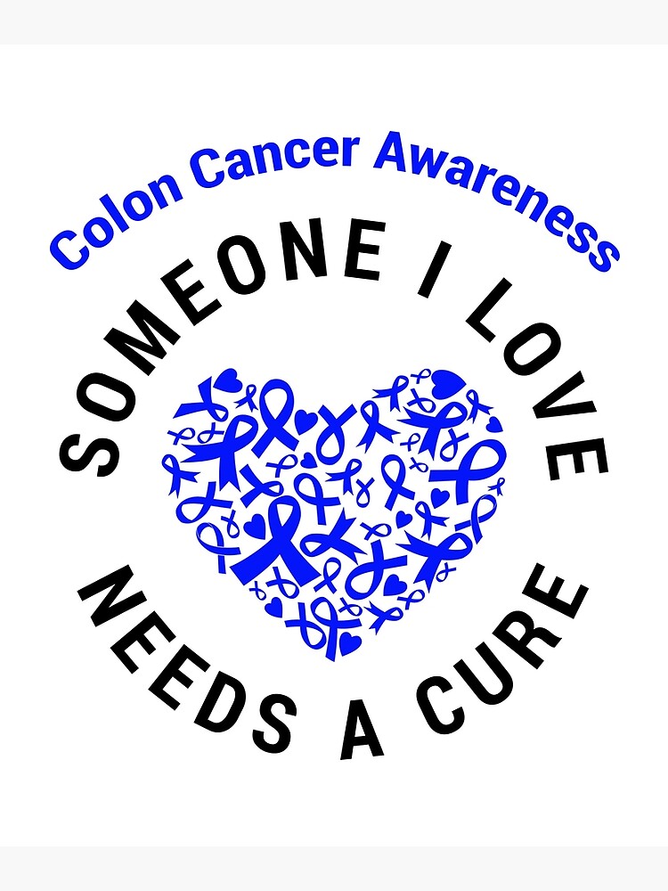 Colorectal Cancer Blue Ribbon Awareness Heart Support Cure design