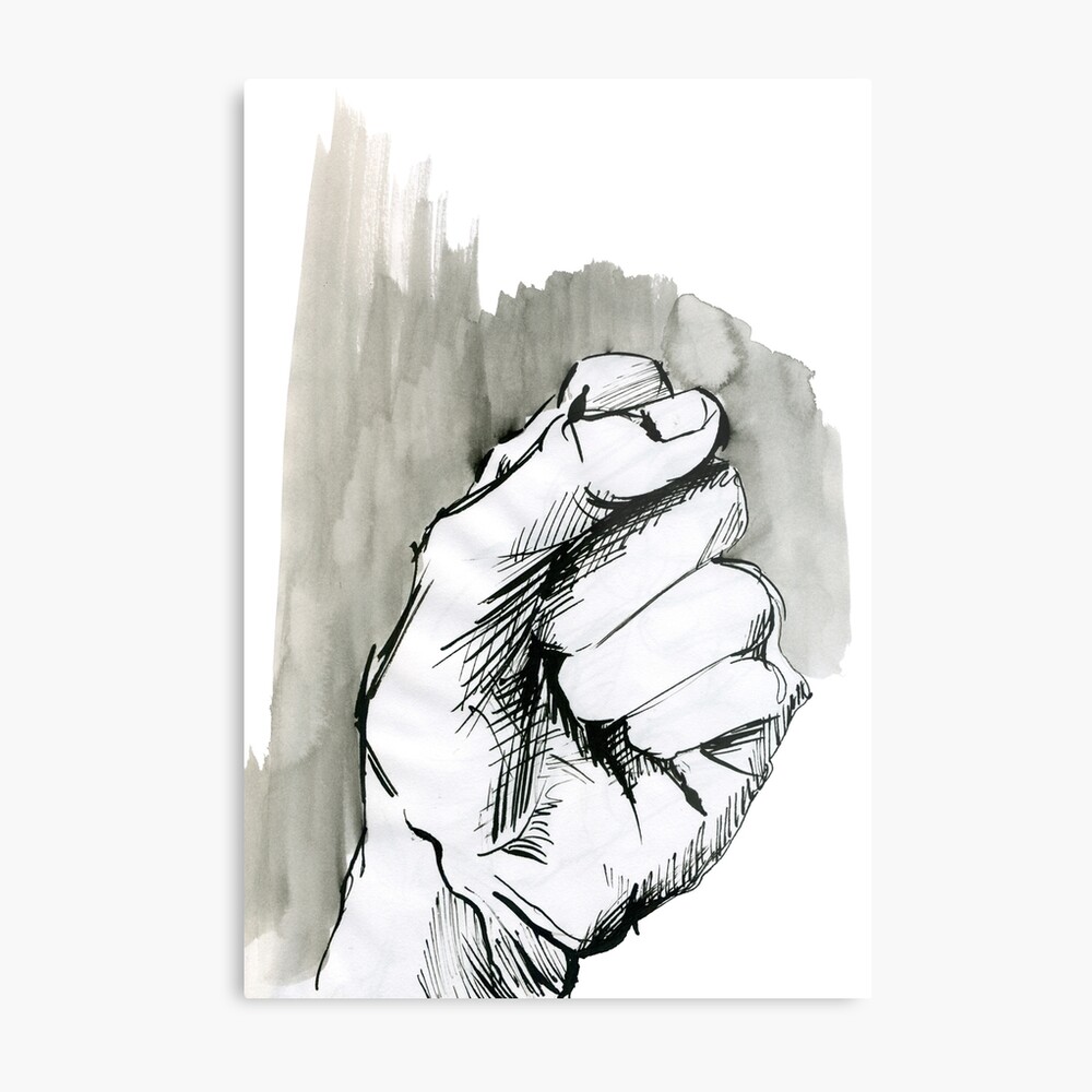 Raised fist, drawing of hand with indian ink Art Board Print for Sale by  Alheix