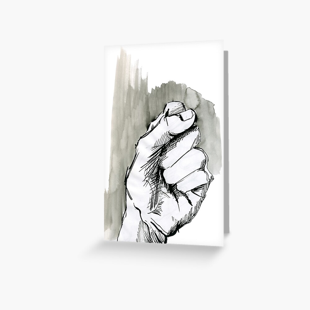 Raised fist, drawing of hand with indian ink Art Board Print for Sale by  Alheix