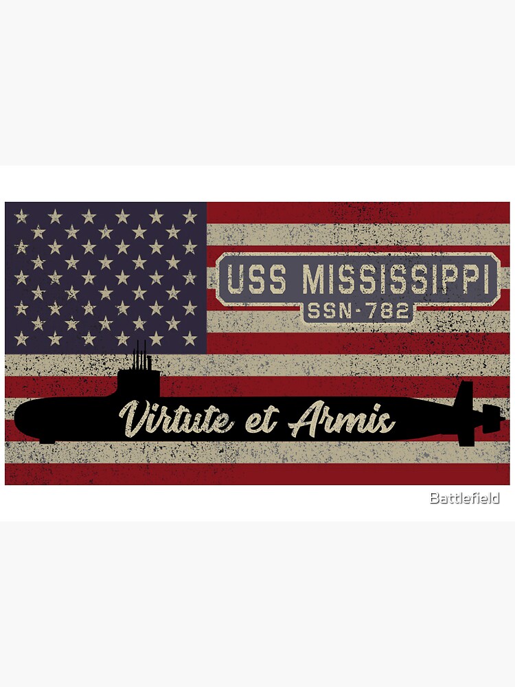 USS Mississippi SSN-782 Hunter Killer Attack Submarine Vintage American Flag Gift by Battlefield