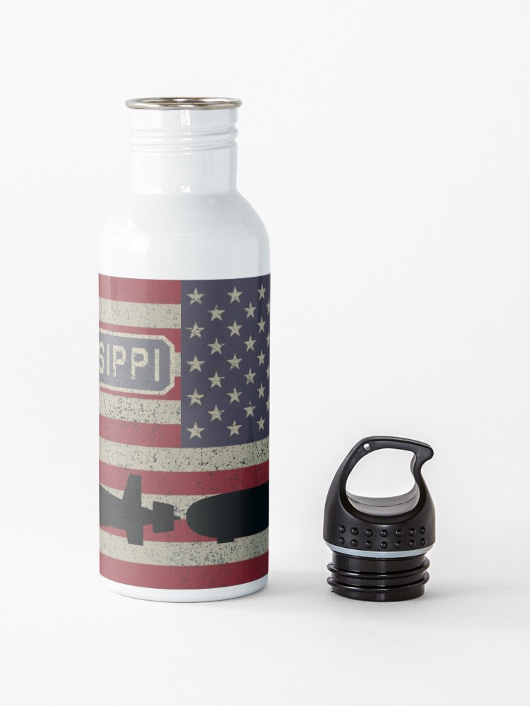 Alternate view of USS Mississippi SSN-782 Hunter Killer Attack Submarine Vintage American Flag Gift Water Bottle