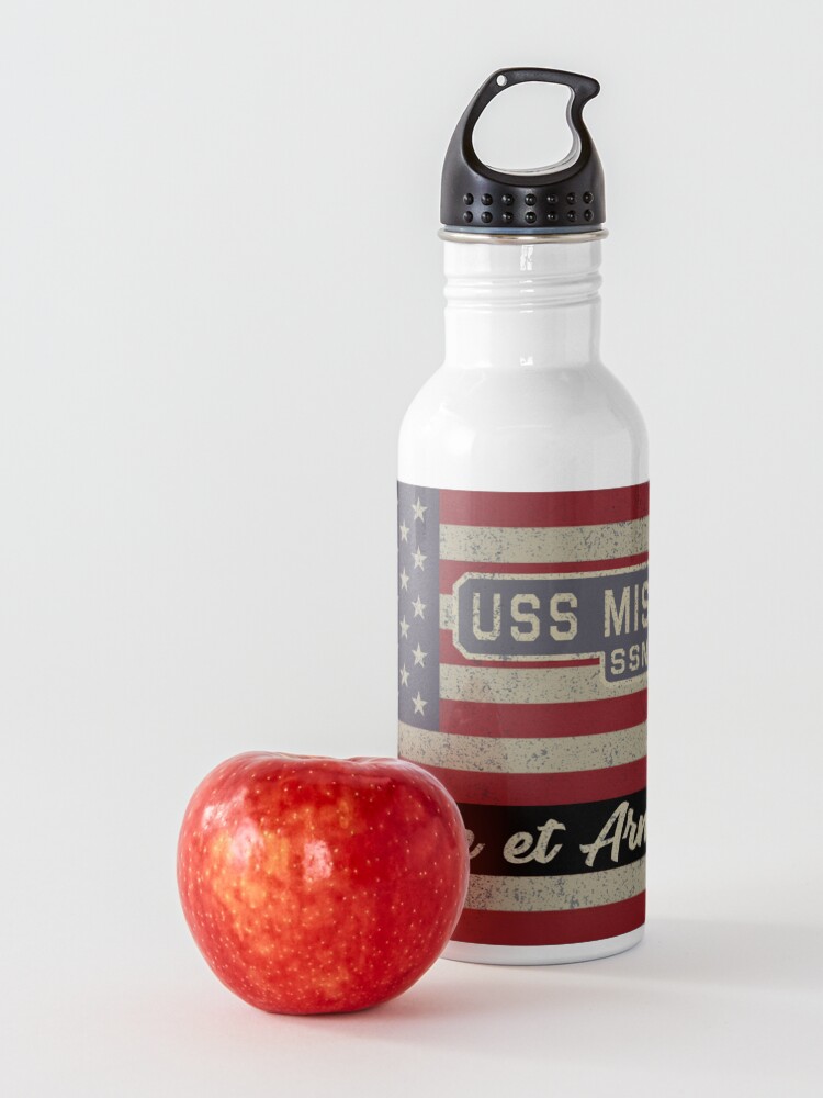 Alternate view of USS Mississippi SSN-782 Hunter Killer Attack Submarine Vintage American Flag Gift Water Bottle