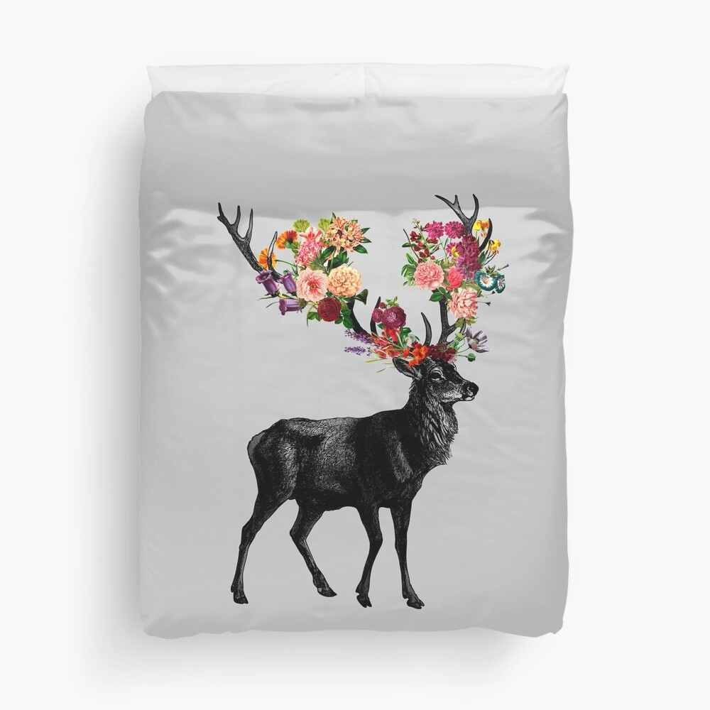 Spring Itself Deer Floral Duvet Cover