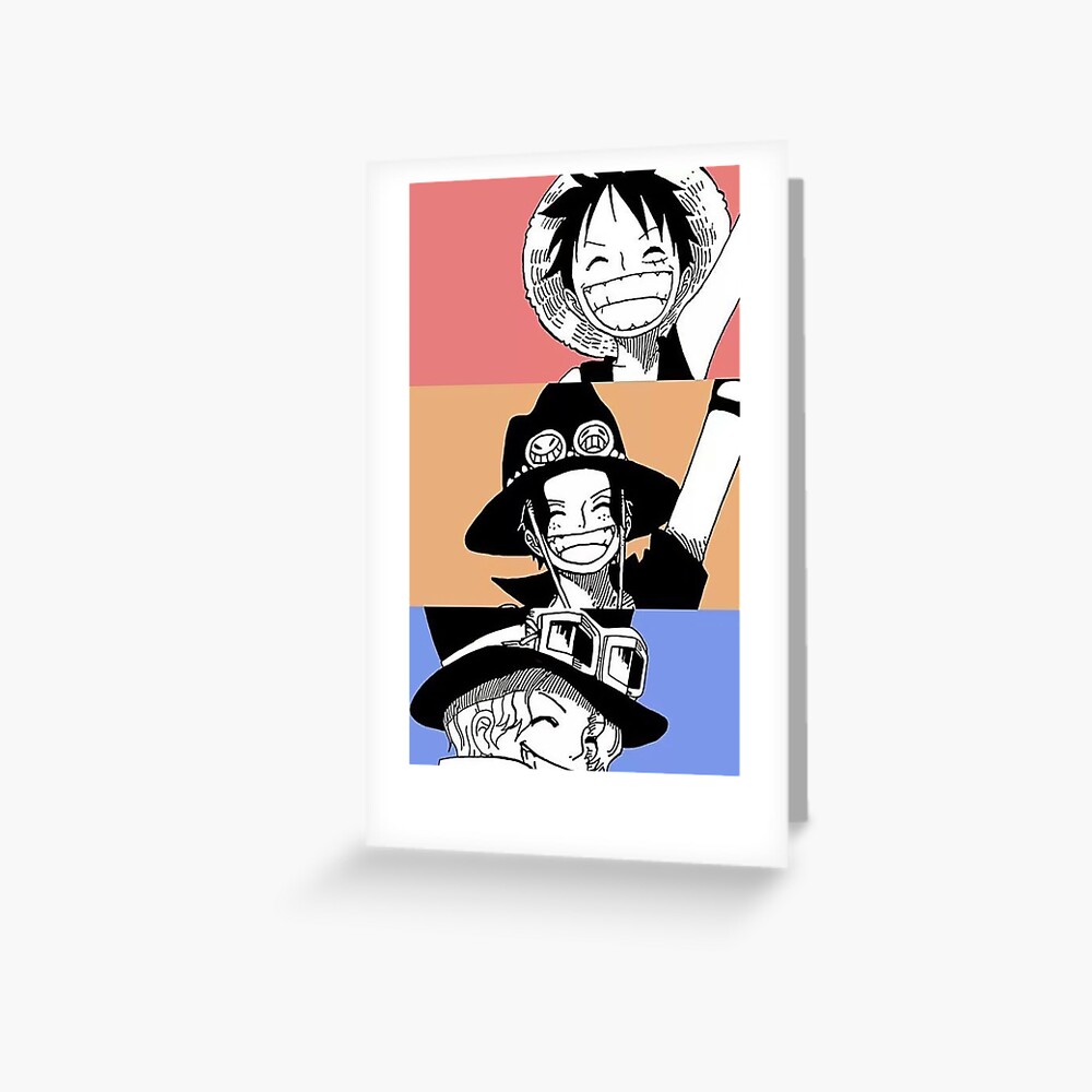 One Piece Luffy Ace And Sabo Greeting Card By Imzouzou Redbubble