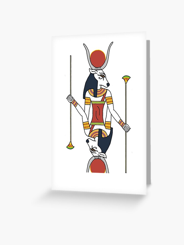 Carte De Vœux Hathor Deesse Du Ciel Des Femmes Et De L Amour Par Mrchuckles Redbubble