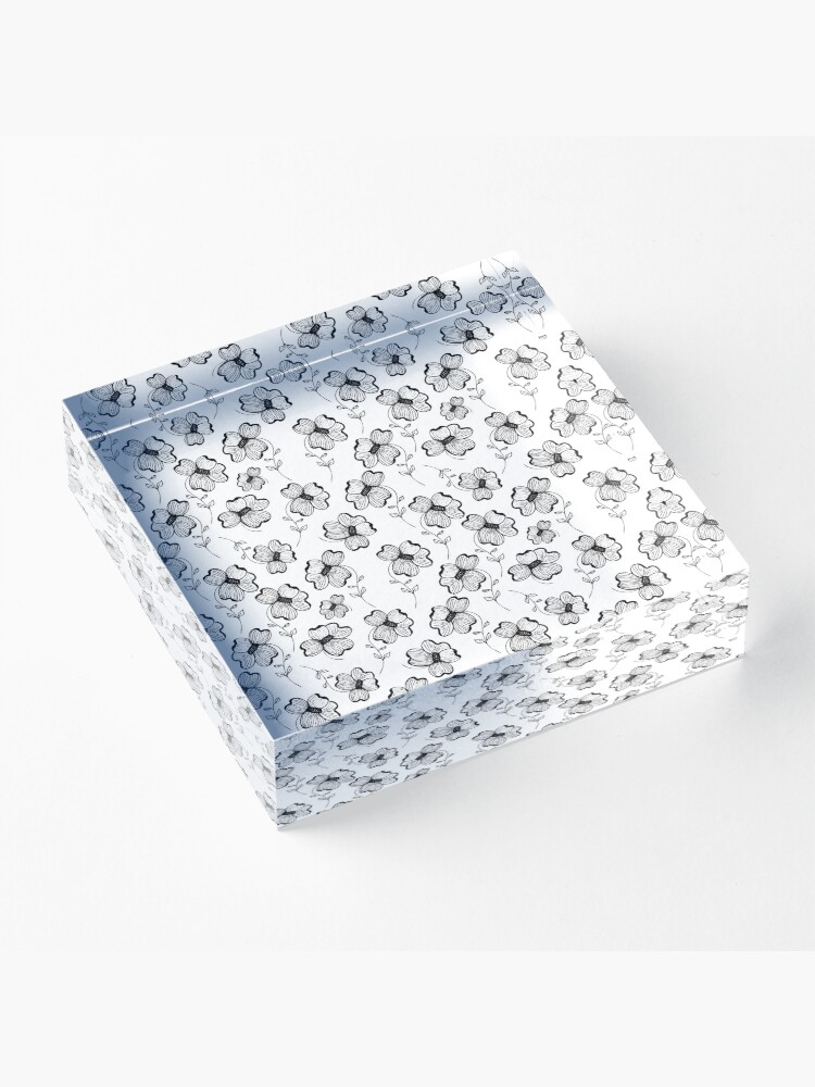 Alternate view of Monochrome Pretty Pansy Acrylic Block