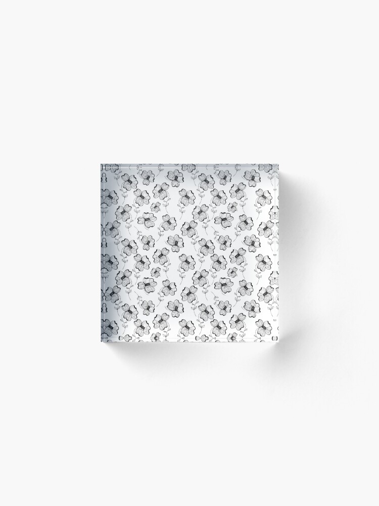 Alternate view of Monochrome Pretty Pansy Acrylic Block