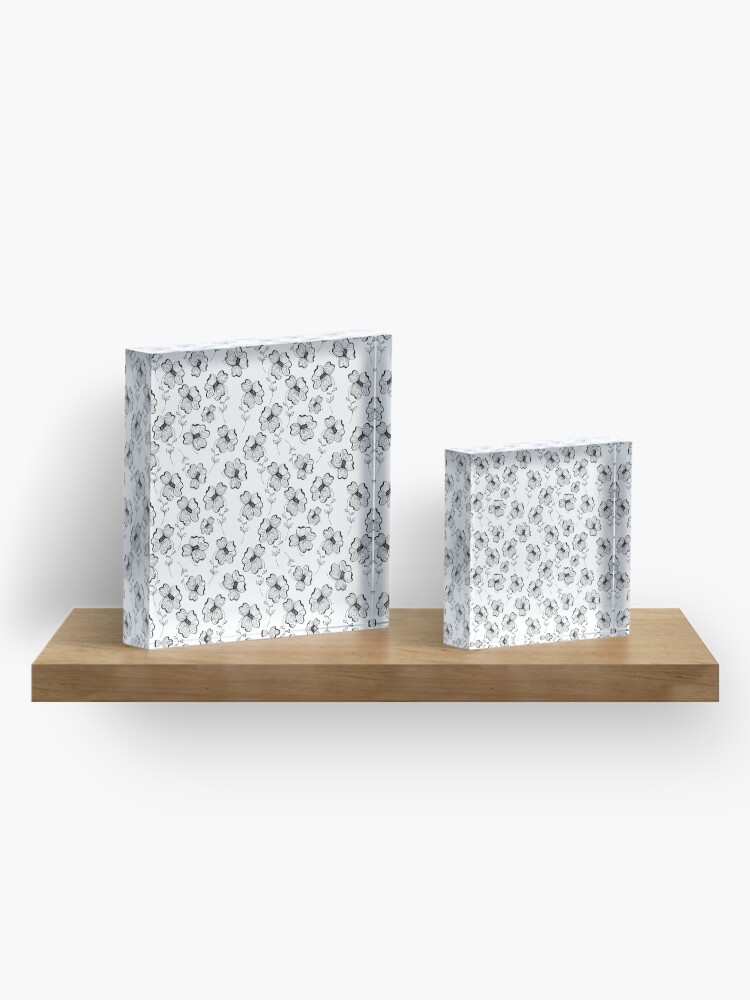 Alternate view of Monochrome Pretty Pansy Acrylic Block