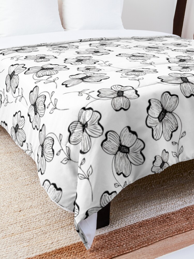 Alternate view of Monochrome Pretty Pansy Comforter