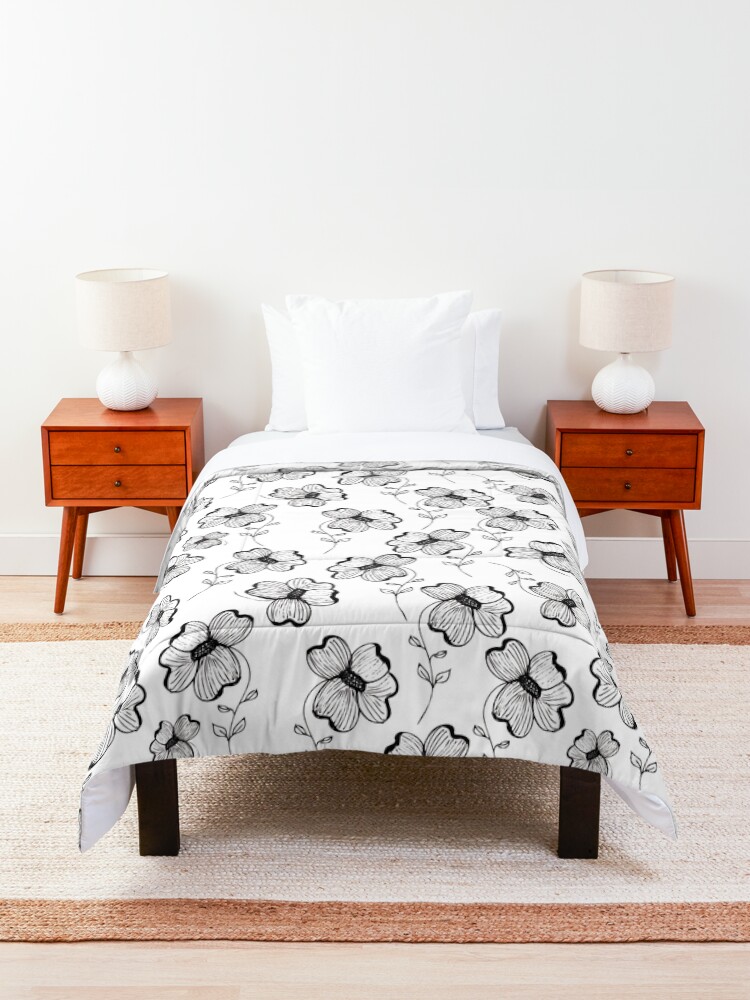 Alternate view of Monochrome Pretty Pansy Comforter
