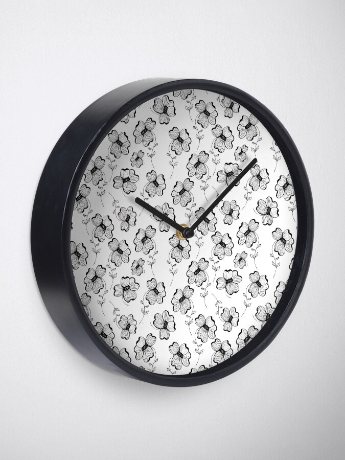 Alternate view of Monochrome Pretty Pansy Clock