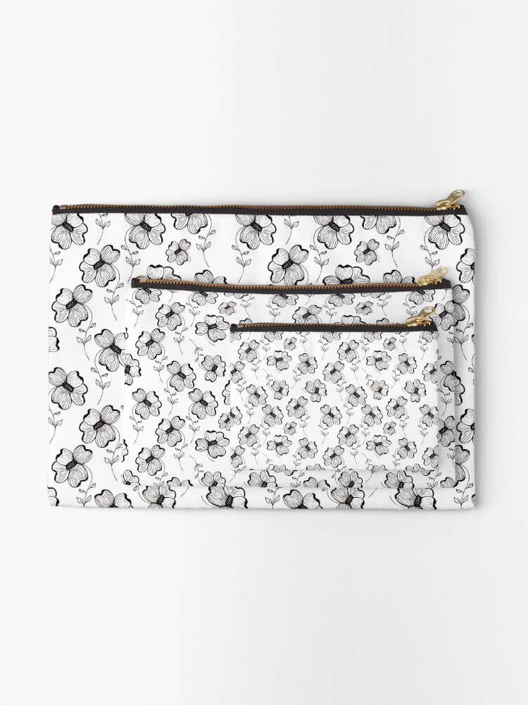 Alternate view of Monochrome Pretty Pansy Zipper Pouch