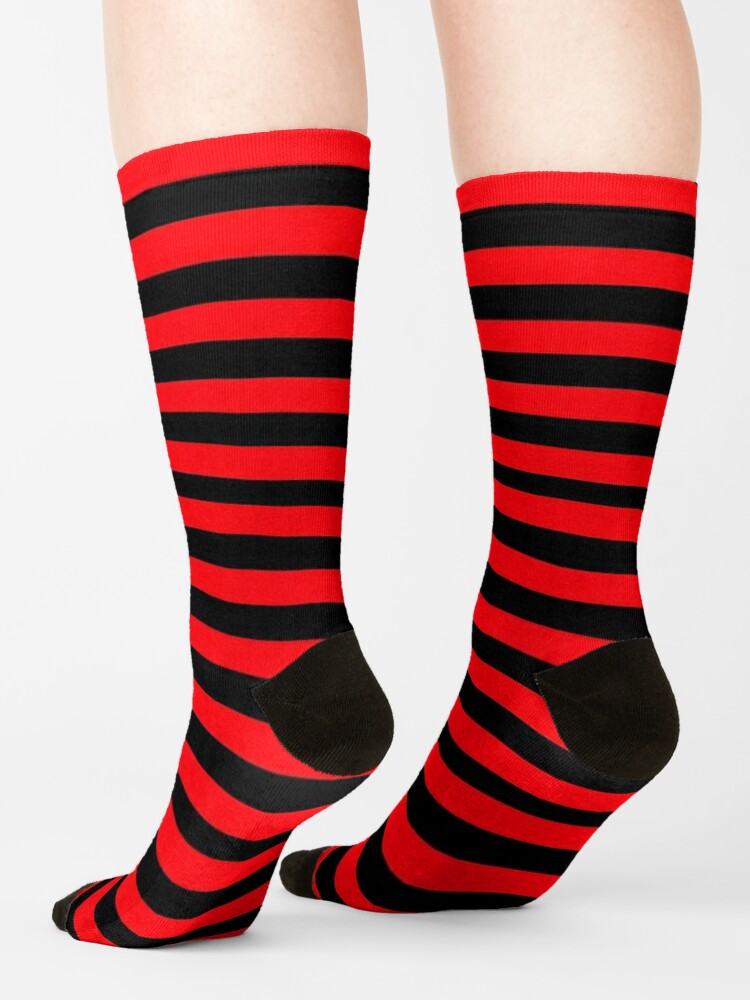 Black And Red Stripe Socks By Sthogan Redbubble