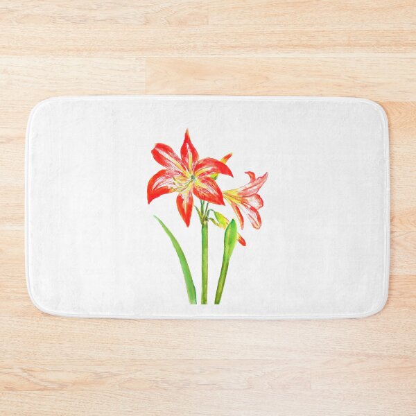 Item preview, hand painted orange Hippeastrum vittatum montanine flower watercolor designed and sold by ColorandColor.