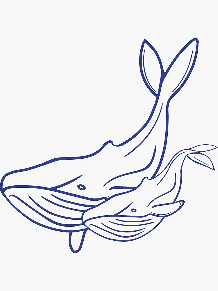 Blue Whales Line Art Sticker For Sale By Camion14 Redbubble