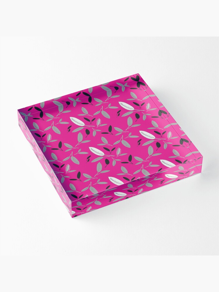 Alternate view of Fushcia Shades of Leaf Acrylic Block