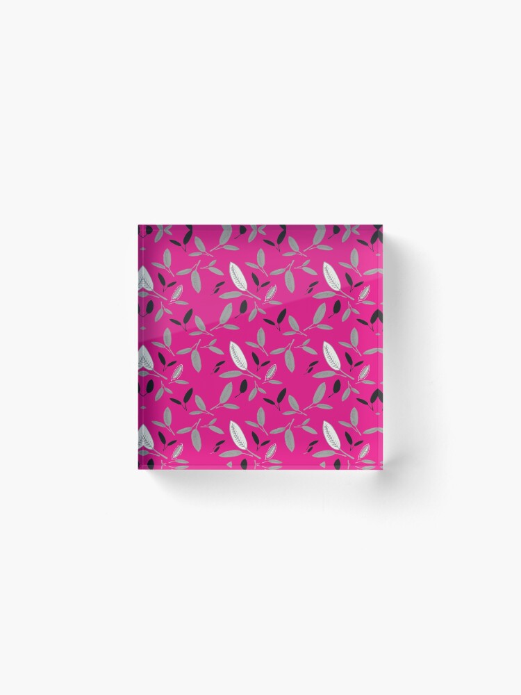 Alternate view of Fushcia Shades of Leaf Acrylic Block