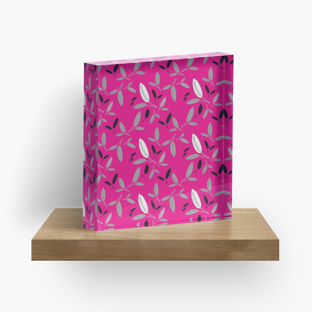 Fushcia Shades of Leaf Acrylic Block