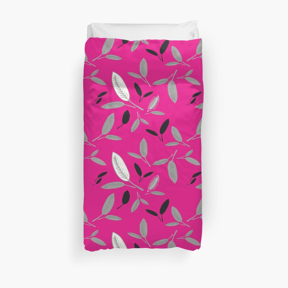 Fushcia Shades of Leaf Duvet Cover