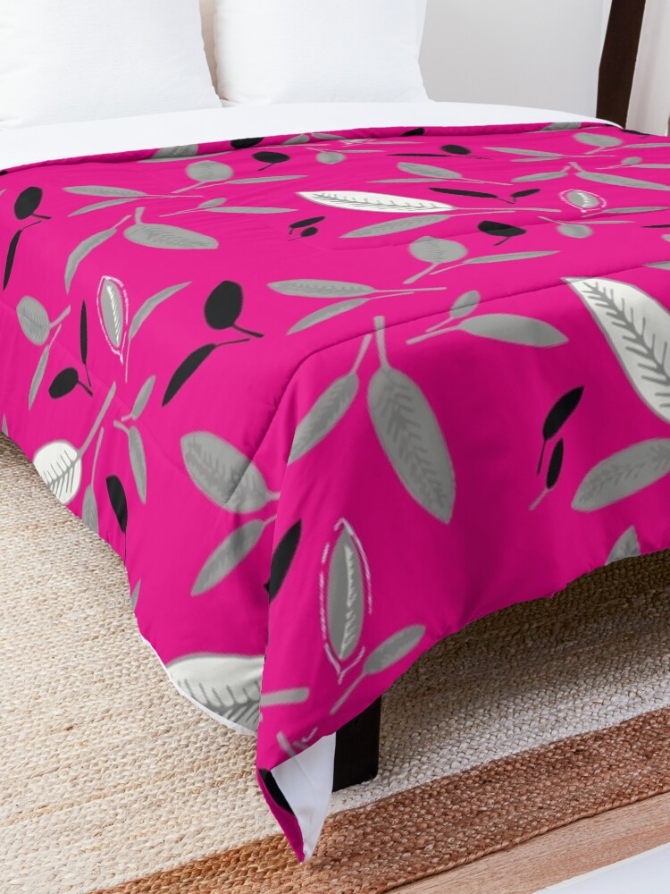 Alternate view of Fushcia Shades of Leaf Comforter