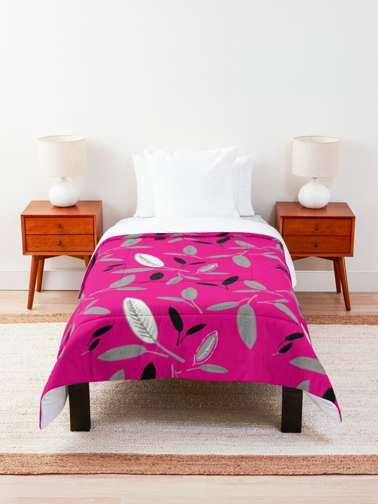 Alternate view of Fushcia Shades of Leaf Comforter