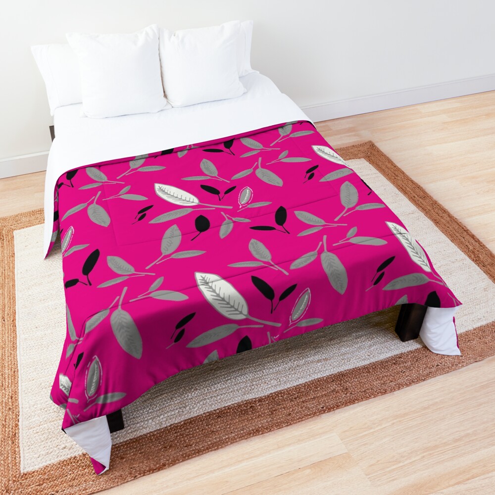 Fushcia Shades of Leaf Comforter